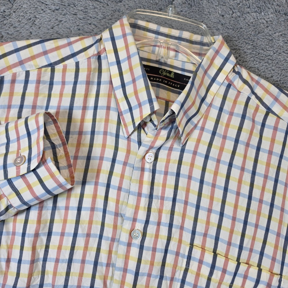 Cifonelli Shirt Mens M Multicolor Check Long Sleeve Made in Italy Button Down